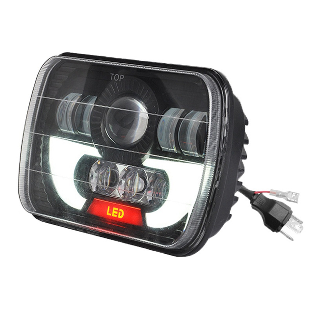 5X7 Inch Rectangular 90W Hi/Lo Beam Auto Truck LED Projector Square Headlight for Jeep Cherokee Motorcycle